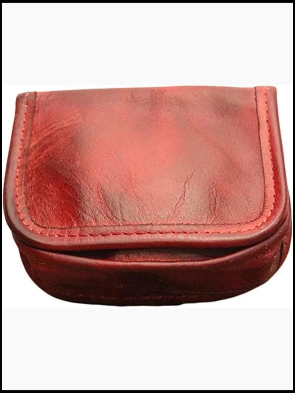 Men's Leather Coin Purse Bifold Wallet Push Button Closure Change Pouch